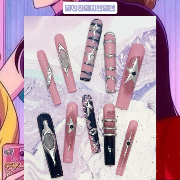 MOONNiNi handmade XL press on nails w/toolkit - Picture 2 of 9